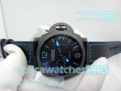 Replica Panerai Luminor Black Dial Black Leather Strap Watch